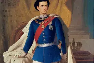Gemälde von König Ludwig II. in bayerischer Generalsuniform mit Krönungsmantel Gemälde von König Ludwig II. in bayerischer Generalsuniform mit Krönungsmantel