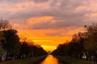 Der Nymphenburger Kanal bei Sonnenuntergang