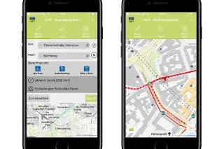 210210_handy-app-mvv-radroutenplaner Handy mit der MVV Radroutenplaner App