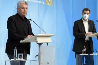 Oberbürgermeister Dieter Reiter und Ministerpräsident Markus Söder bei einer Pressekonferenz Oberbürgermeister Dieter Reiter und Ministerpräsident Markus Söder bei einer Pressekonferenz