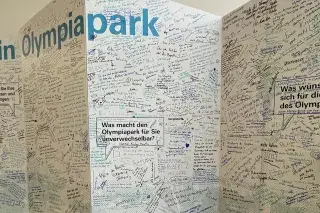 Die Mitmach-Wand in der Olympiapark-Ausstellung