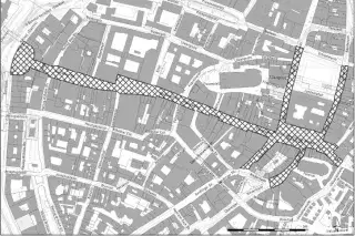 Stadtplan von Münchens Innenstadt mit Markierung des Feuerwerkverbots zu Silvester