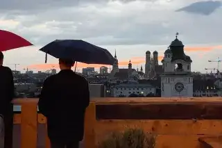 Ausblick vom Dachgarten bei Regen