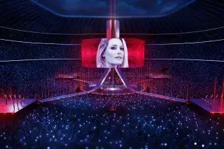 Visualisierung der 360-Grad-Arena mit Helene Fischer auf dem Riesenbilschirm