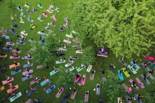 Blick von oben auf das Freizeitsportprogramm Fit im Park