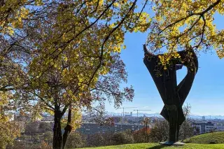Sonniger Herbsttag am Olympiaberg bei der Schuttblume