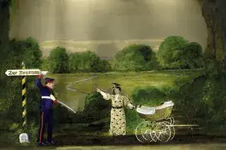 Hauptmotiv der Ausstellung: Szenenbild aus dem Stück „Brillantfeuerwerk oder Sonntags in der Rosenau“ Hauptmotiv der Ausstellung: Szenenbild aus dem Stück „Brillantfeuerwerk oder Sonntags in der Rosenau“