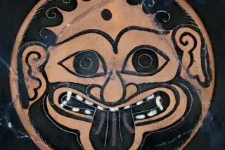Tondo einer attisch-schwarzfigurigen Kylix, ca. 520 v. Chr. (Cabinet des Médailles)