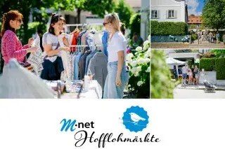 Hofflohmärkte Collage mit m-net-Logo