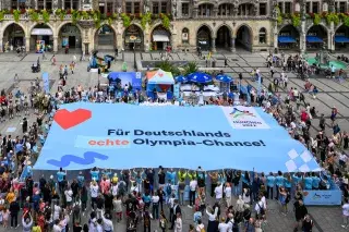 Olympia-Plakat am Marienplatz