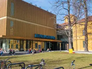 Fährräder parken am Fahrradständer vor dem Lenbachhaus im Kunstareal