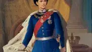 Gemälde von König Ludwig II. in bayerischer Generalsuniform mit Krönungsmantel