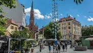 Der Wiener Platz in Haidhausen bei Sonnenschein