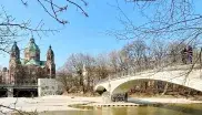 St. Lukas und der Kabelsteg an der Isar