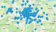 Übersichtskarte über Vereine, die auf vereine-in-muenchen.de eingetragen sind